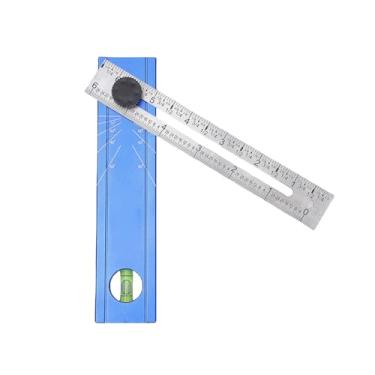 Imagem de Zhjvihx Régua de Medição Dobrável, Ferramenta de Marcenaria Ajustável Em Vários ângulos Com Nível de Bolha e Botão Giratório, para Marcação Precisa Em Drywall de Madeira e Liga de