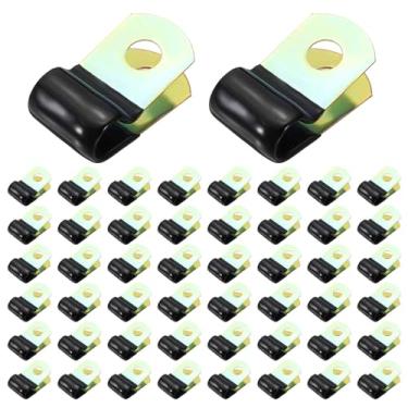 Imagem de HARFINGTON 50 braçadeiras revestidas de vinil, 5/40.6 cm (8 mm) grampo de tubo mergulhado em vinil clipe de alça para instalação doméstica industrial automotiva fio de tubulação