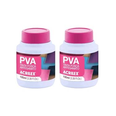 Imagem de Kit 2 Tintas PVA Fosca Acrilex Branco 519 100ml – Alta Cobertura, Secagem Rápida, Acabamento Fosco para Madeira, MDF, Gesso, Cerâmica, Papel, Isopor e Artesanato