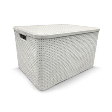 Imagem de Caixa Organizadora Rattan Empilhavel Pequena 7 Litros Branca