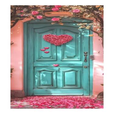 Imagem de Qilmy Dia dos Namorados corações vermelhos rosa capa magnética para máquina de lavar louça 58 x 66 cm porta frontal capas decorativas de geladeira adesivo folha magnética máquina de lavar louça painel