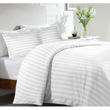 Imagem de SLEEP-NEST Conjunto de capa de edredom California King, 100% algodão puro 600 fios, 3 peças, 264.2 cm x 248.9 cm, fecho de zíper, super macio, respirável, todas as estações, confortável, branco Cal