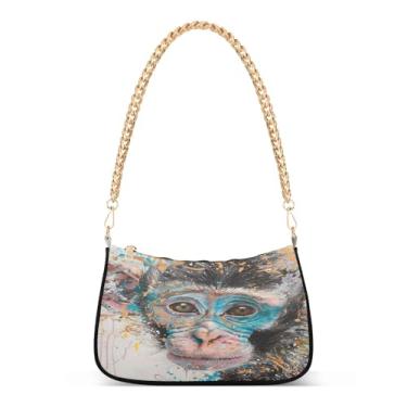 Imagem de CEBUGI Bolsa tiracolo feminina bolsa de ombro macaco bolsa clutch elegante com alça de corrente
