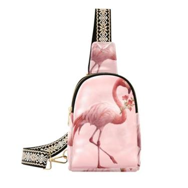 Imagem de CEBUGI Flamingo pequena bolsa tiracolo feminina de couro, pochete transversal para trilhas, viagens ao ar livre