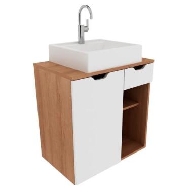 Imagem de Gabinete Com Cuba Para Banheiro Bn3600x05 Amendoa Branco - TECNO MOBIL