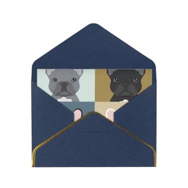Imagem de SKKNT Buldogue francês impresso cartões comemorativos para todas as ocasiões, convites de festa de aniversário de casamento, 12,7 x 15,2 cm