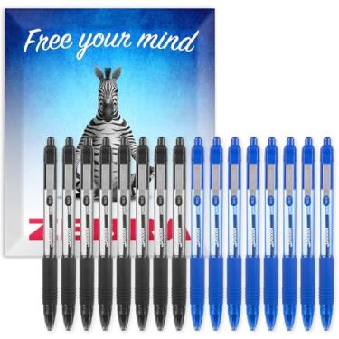 Imagem de Caneta esferográfica retrátil Zebra Z-Grip de tinta lisa – ponta de 1,0 mm – pacote com 16 canetas – em embalagem de caixa de presente (preta, azul)