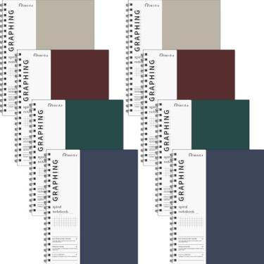 Imagem de Rinrda Caderno de papel quadriculado espiral 21,6 cm x 28 cm - pacote com 8 cadernos de papel quadriculado, caderno de engenharia, 120 páginas, 100 g/m², caderno de papel gráfico grosso, diário de