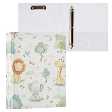 Imagem de STAYTOP Organizador de fichário redondo de animais de desenho animado, fichário de 3 anéis com prancheta (carta A4), fichário fofo para material de escritório escolar