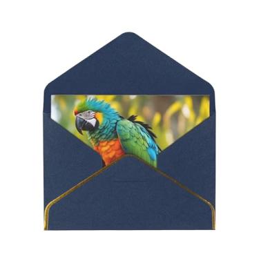 Imagem de SKKNT Fantastic Parrot Feather Print Cartões comemorativos para todas as ocasiões, convites de festa de aniversário de casamento, 12,7 x 15,2 cm