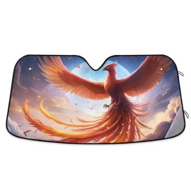 Imagem de STAYTOP Linda Fênix de Bombeiros Para-brisa Para-brisa, Protetor de Viseira Dobrável Mantém Frio Bloqueia os Raios UV e Acessórios para Proteger Carros, SUVs, Caminhões-(M)