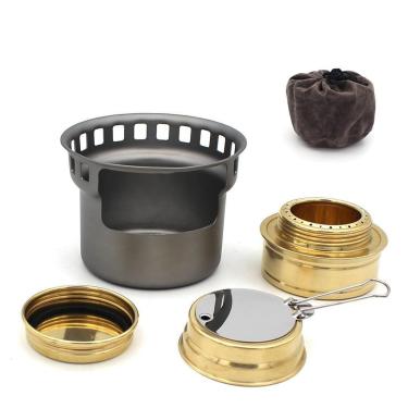 Imagem de TARSHYRY Mini Fogão a Alumínio de Alumínio, Fogão Portátil de Acampamento de álcool Com Stand e Saco de Armazenamento para Mochila café Ao Ar Livre de Emergência (Cinza)