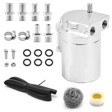 Imagem de Lata universal de captura de óleo de 350 ml 0046 Kit de lata de captura de óleo de carro com linha de combustível de 9,5 mm / 6 acessórios/lã de aço inoxidável/fita de vedação de rosca/parafusos