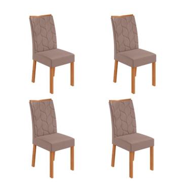 Imagem de Conjunto com 4 Cadeiras Rayla Suede Bege e Amêndoa