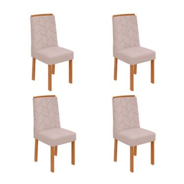 Imagem de Conjunto com 4 Cadeiras Astrid Bouclé Bege e Amêndoa