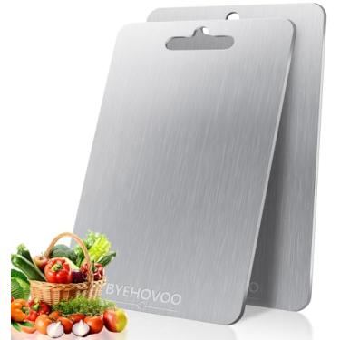 Imagem de Tábua de corte de titânio para cozinha, tábua de corte de titânio 100% puro, higiene não tóxica, segura para máquina de lavar louça, grau alimentício, placa de corte de titânio dupla face para carne