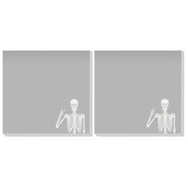 Imagem de TTFZYYDS Pacote com 2 notas adesivas 7,5 x 7,6 cm, forte poder de colagem, fácil de colocar para casa, escritório, 80 folhas/blocos, esqueleto humano crânio