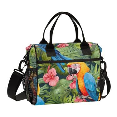 Imagem de GAIGEO Lancheira térmica colorida papagaio na árvore para mulheres, lancheira reutilizável isolada, lancheira feminina isolada, P