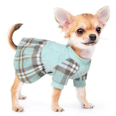Imagem de Kosiyi Roupas para Cães Pequenos, Roupas para Animais de Estimação, Suéter com Design de Vestido, Xadrez, Inverno, Casamento, Aniversário, Natal, Ano Novo, Algodão, XX-Small, Feminino