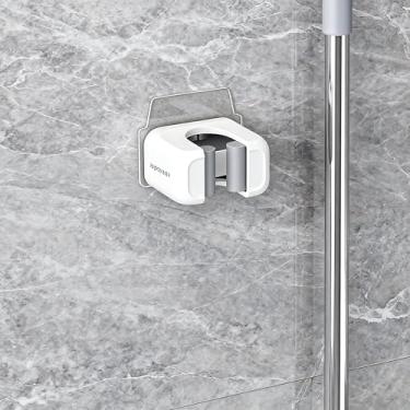 Imagem de Suporte de vassoura adesivo para esfregão sem furadeira, à prova d'água, antiderrapante, para banheiro, armário e organização de cozinha