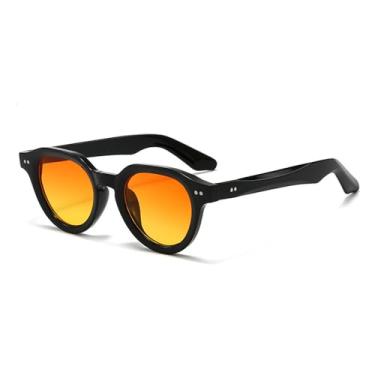 Imagem de Óculos de Sol UV400 - Armação Pequena em Jelly Color com Rebites Oval para Homens e Mulheres, Esportes ao Ar Livre, Corrida e Ciclismo, Preto e Laranja