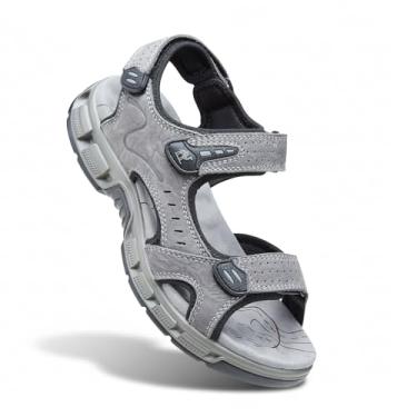 Imagem de CAMEL CROWN Sandálias masculinas de couro para caminhadas, atividades ao ar livre, esportes aquáticos, praia, para o verão, com tiras ajustáveis nos dedos abertos, Cinza-7837, 42