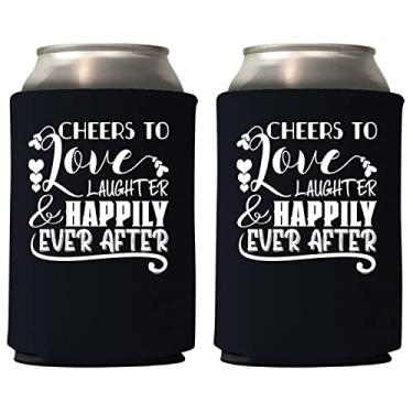 Imagem de Veracco Pacote Com 12 Decorações Para Festa De Amor, Risadas E Felicidade Sempre, Presentes Noivos, Porta-Coolie, Despedida Solteira, Casamento, Lembrancinhas Recém-Casados, Chá Panela (Preto)