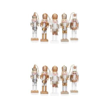 Imagem de Ipetboom Bonecos quebra-nozes de Natal de madeira – 2 conjuntos de 10 peças, enfeites de soldado quebra-nozes, árvore de Natal, decorações criativas, pingente de fantoche, enfeite para festa em casa