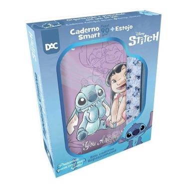 Imagem de Kit Caderno Colegial Smart e Estojo Elástico Stitch 5319 Dac
