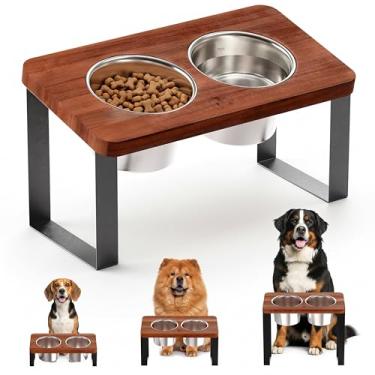 Imagem de Suporte de tigela para cães V2 (acácia, médio)