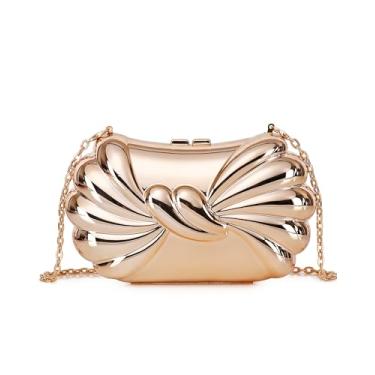 Imagem de Labair Bolsa clutch de acrílico, formato único, metálica, bolsa de ombro transversal para festa de casamento casual., Ouro - A, Small