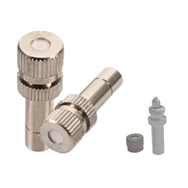 Imagem de GQQGSHOP Kit de 100 peças de bocais de nebulização de latão para sistema de refrigeração, bocal push-in de baixa pressão de 6 mm, bicos de névoa para sistema de resfriamento ao ar livre, bomba de água