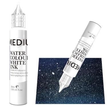 Imagem de PHOENIX Caneta de tinta branca para aquarela – 28 ml – Cor de água média para desenho, caligrafia, destaques e ilustrações, material de pintura aquarelas