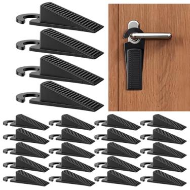 Imagem de Pacote com 24 batentes de porta de borracha de gancho para parte inferior da porta, batente de porta em cunha para piso de concreto de carpete de azulejo de madeira, batentes de porta empilháveis para