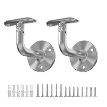 Imagem de Suporte de corrimão, suporte de trilho de mão de aço inoxidável 316 316 com rotação de 180°, suporte de trilho de escada com acabamento acetinado para uso interno e externo para escadas, banheiro