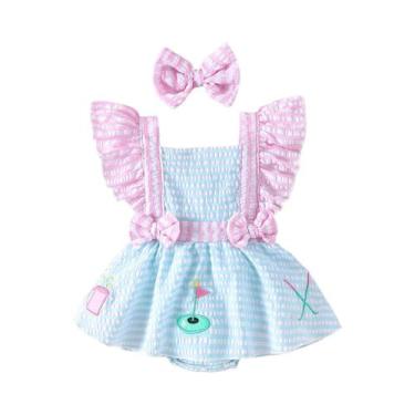 Imagem de 2 peças verão novo estilo menina 0-1 anos de idade doce e fofo vestido