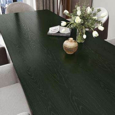 Imagem de Skyblur Papel de parede de madeira verde escuro removível de grão de madeira papel de contato para bancadas de cozinha, armários, papel de parede vintage verde descascar e colar papel de parede