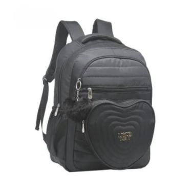 Imagem de Mochila feminina juvenil bordada escolar gliter yepp, Preto