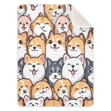 Imagem de Blueangle Cobertores de bebê com desenho animado de cães e gatos para berço soneca, 76 x 101 cm, quente, aconchegante, macio, cobertor unissex para meninos, meninas, crianças, bebês (134)