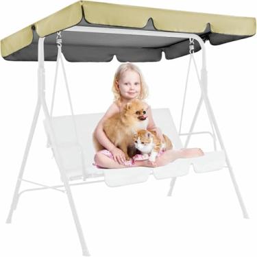 Imagem de Capa de substituição para balanço de varanda de 2/3 lugares, cobertura impermeável para balanço externo, proteção solar para móveis de jardim, quintal e parque~/