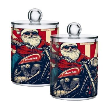 Imagem de xigua Pacote com 2 lindos suportes de Natal para bolas de algodão, cotonete – Frasco de plástico de boticário de armazenamento versátil transparente de 400 ml para banheiro e organização de