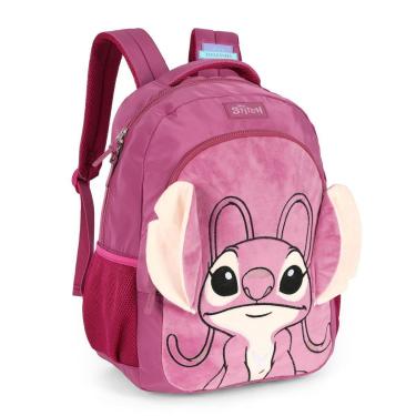 Imagem de Mochila Escolar Stitch Angel Orelhas 3d Frente Plush Passeio-Feminino