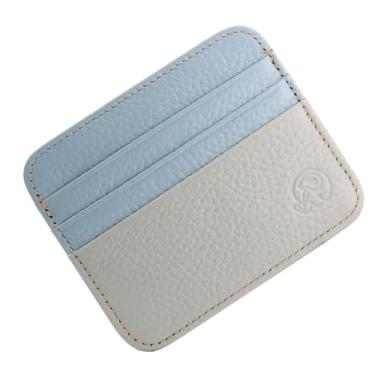 Imagem de Carteira fina masculina – Carteira de couro minimalista com compartimentos para cartões e bolso para dinheiro – Carteira durável e leve com bolso frontal, Azul, Tendência