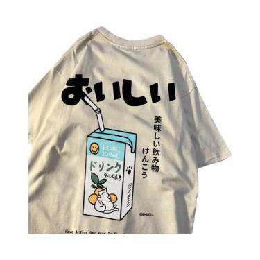 Imagem de Camiseta Unissex Oversized De Algodão Com Estampa De Gato Japonês, Man