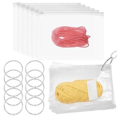 Imagem de AHANDMAKER 200 bolsas organizadoras de fio dental com 10 peças de anéis de fichário, bolsas com zíper, organizador de documentos, envelopes de plástico, pastas com zíper para cartões de índice