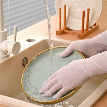 Imagem de 30Pcs Disposable Nitrile Latex Dish Gloves 12" Long Cleaning Gloves for Kitchen Home Durable Waterproof Anti-slip Thickened
