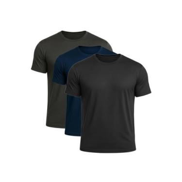 Imagem de Kit 3 Camiseta Dry Fit Academia Masculina Corrida Esporte Fresca Sem O