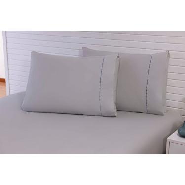 Imagem de 2 Fronhas King 50x90 100% Algodão 180 Fios Ponto Palito Cinza