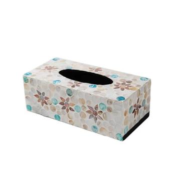 Imagem de Porta-toalhas de papel caixa de lenços criativa feita à mão guardanapo caixa de papel sala de estar mesa padrão criativo caixa de papel recipiente de lenços