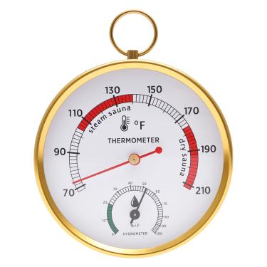 Imagem de Termômetro de sauna 2 em 1 higrômetro, montado na parede para sauna a vapor portátil, fácil de ler aço inoxidável, medidor de temperatura de umidade, acessórios de sauna suspensos para uso